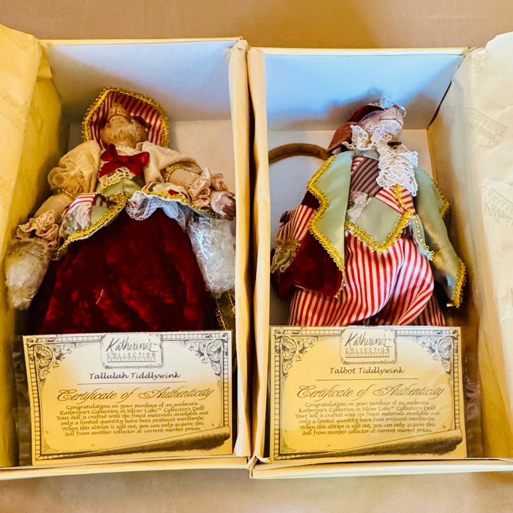 Pair of Vintage Porcelain Dolls with Certificates